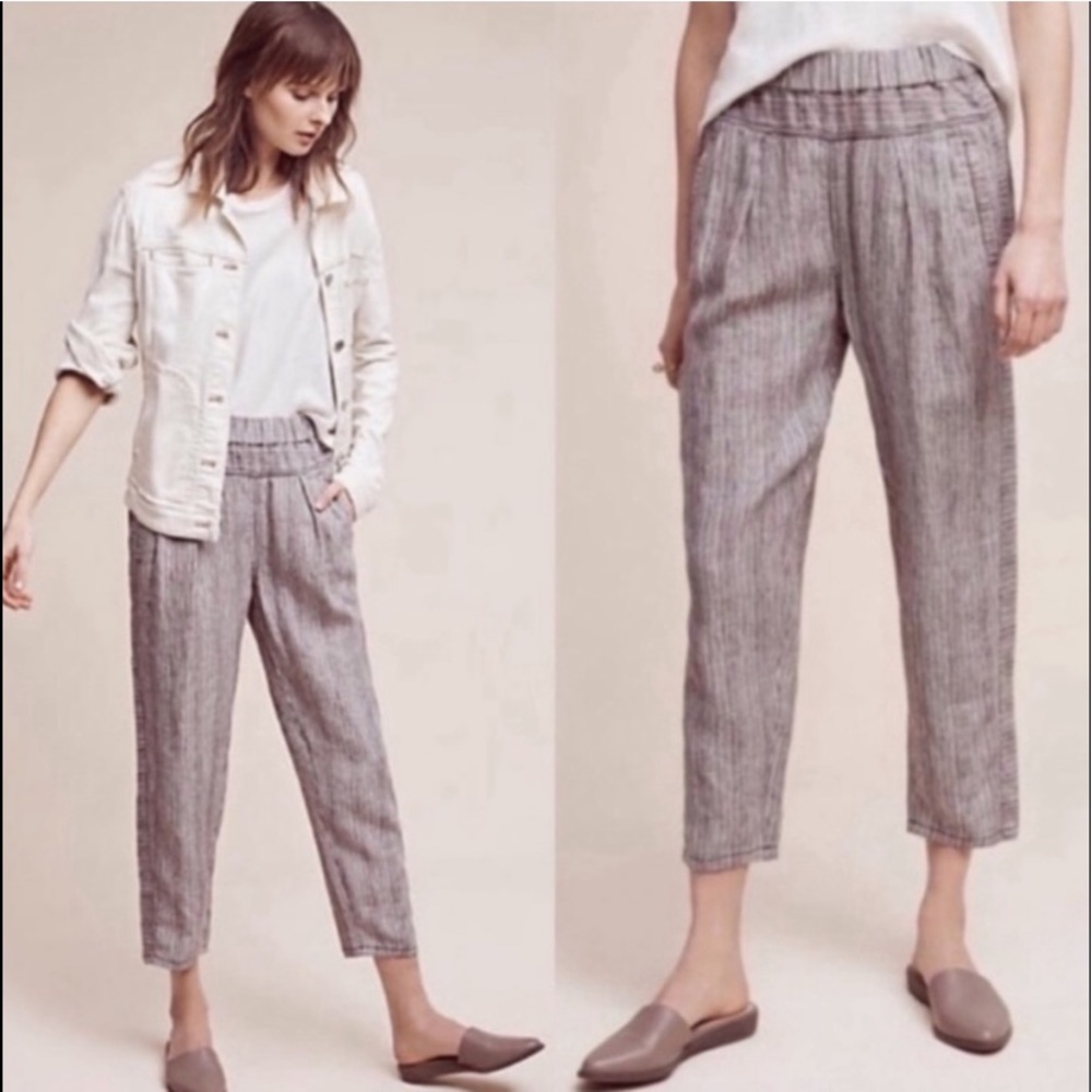 COPY - Anthropologie Hei Hei Striped Linen Crop Pants XS